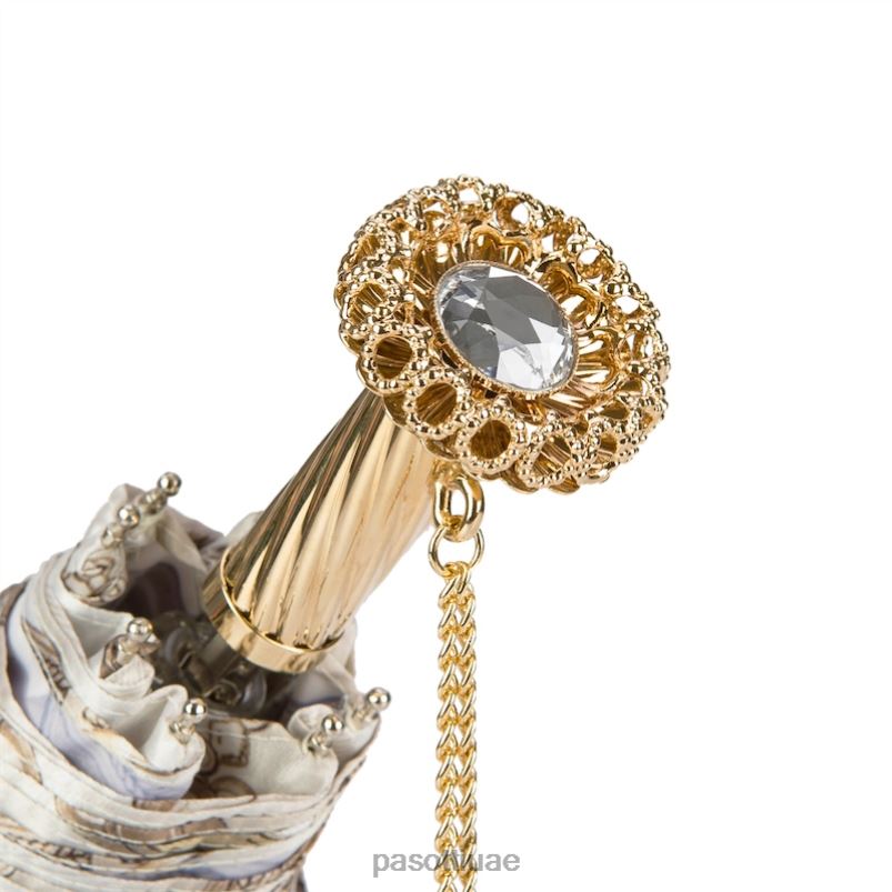 مظلة | 257 58152-2 s15 - مظلة بيضاء قابلة للطي بطباعة اللجام PASOTTI Z446V621